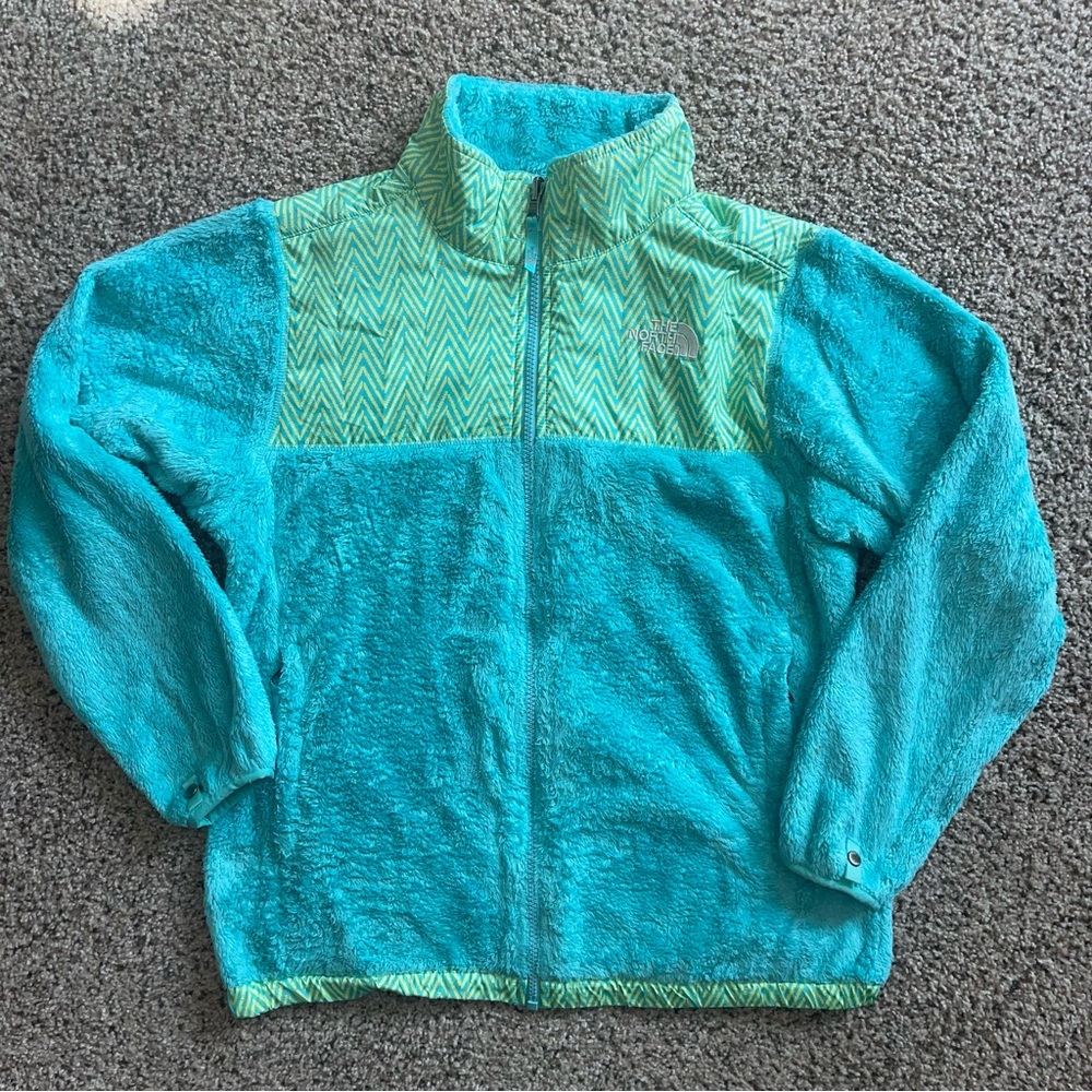 The North Face Turquiose Green Zip Jacket Girl 18/XL